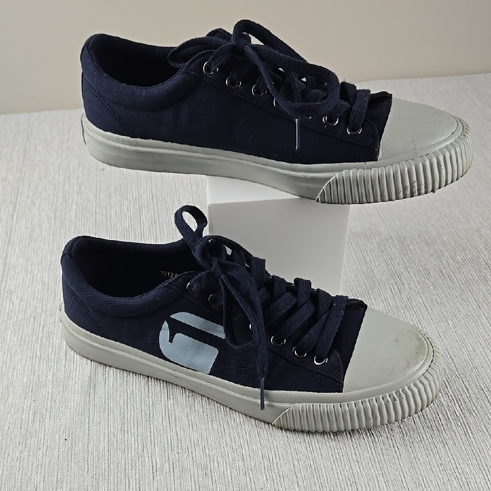 G-Star Raw Rovulc Low Navy Blue Canvas Sneakers Mens Size 8 2212 028502-7300